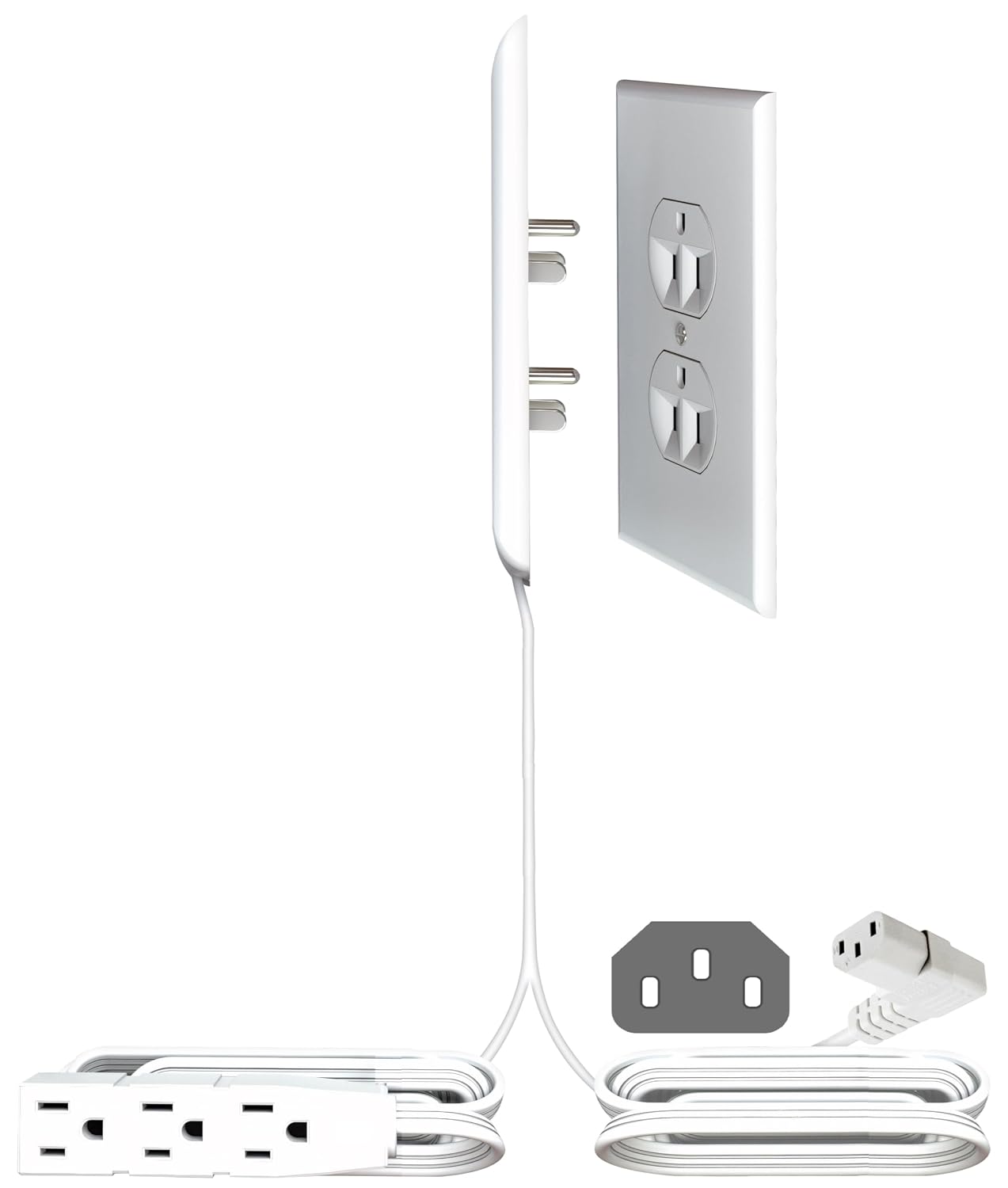 5-Foot Angled C13 TV Cord Kit for Inverted Outlets