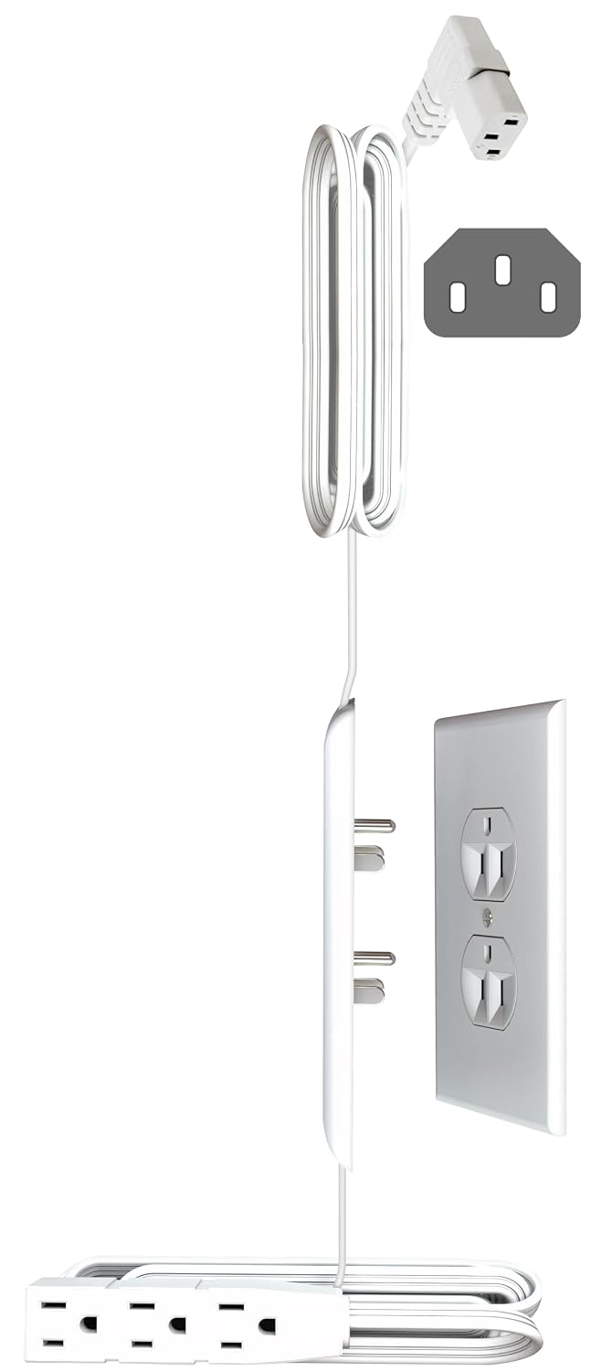 6-Foot Angled C13 TV Cord Kit for Inverted Outlets