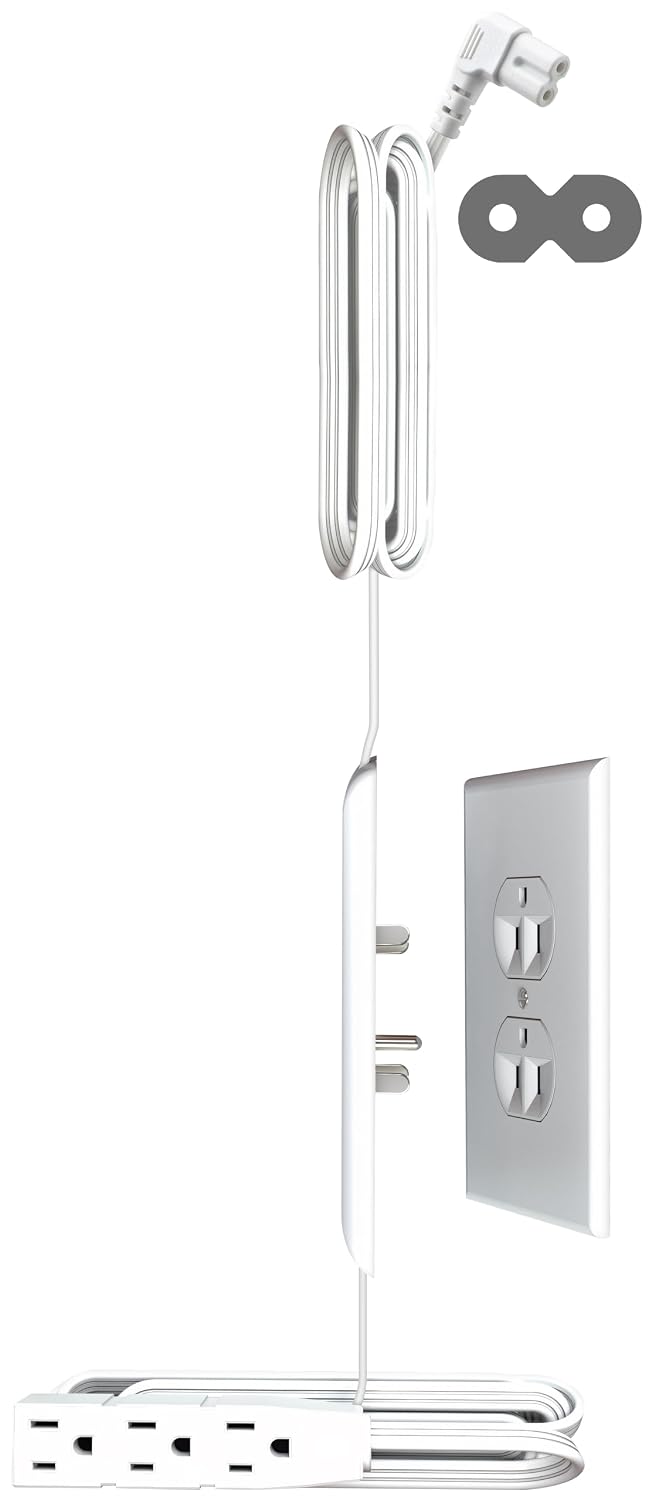 6-Foot Angled C7 TV Cord Kit for Inverted Outlets